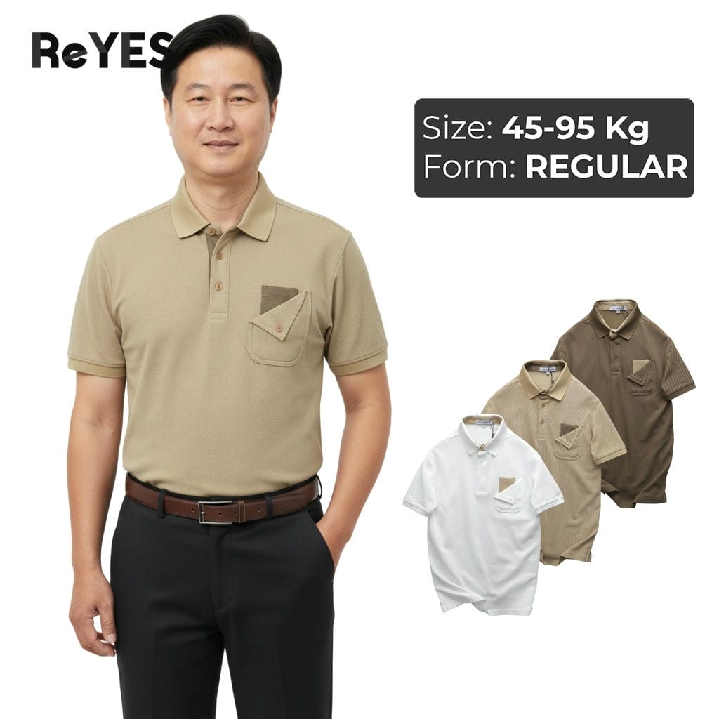 Áo polo nam trung niên cao cấp có túi, vải cá sấu vảy cá thoáng mát, form regular lịch sự cho bố ReYES RSP052