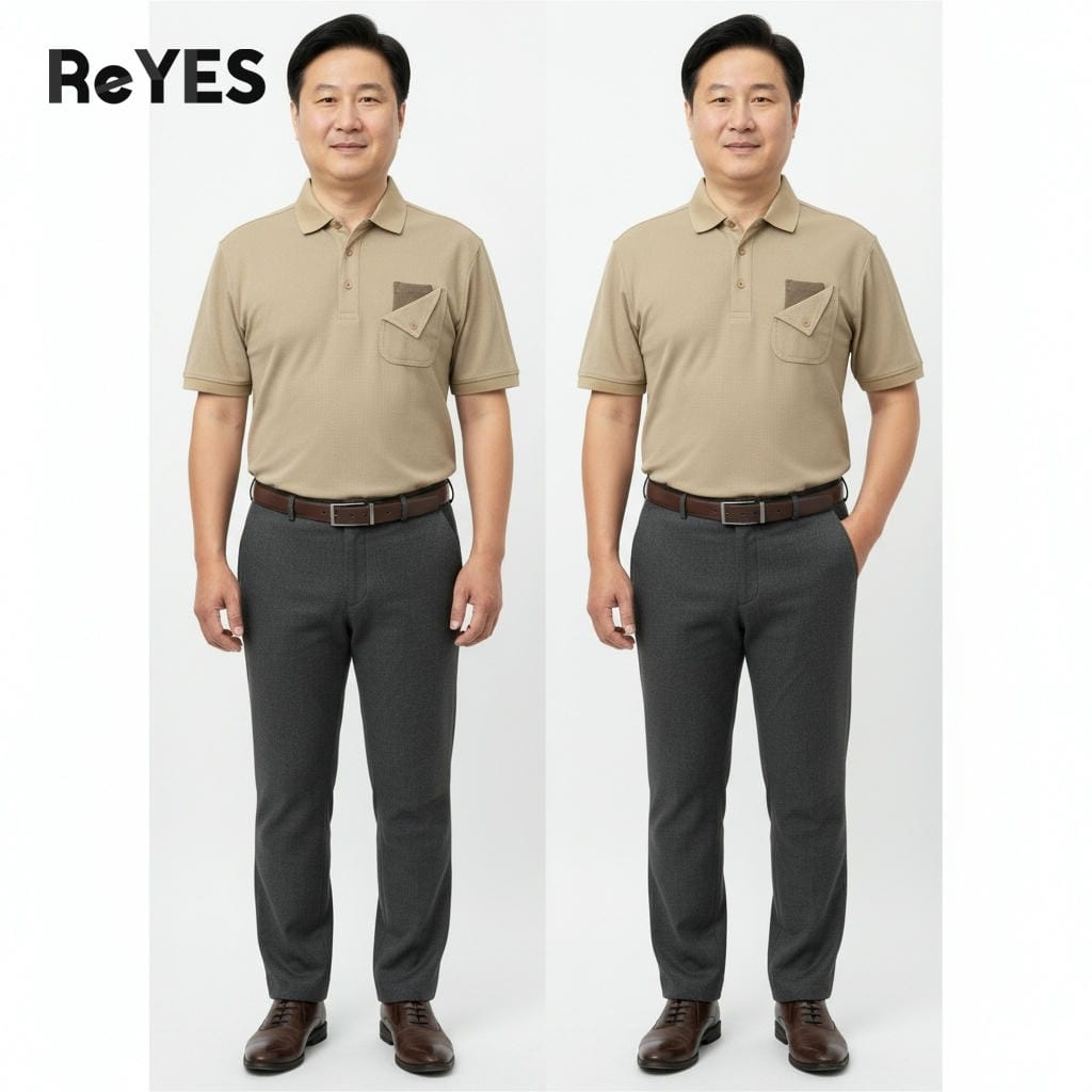 Alternative view of Áo polo nam trung niên cao cấp có túi, vải cá sấu vảy cá thoáng mát, form regular lịch sự cho bố ReYES RSP052
