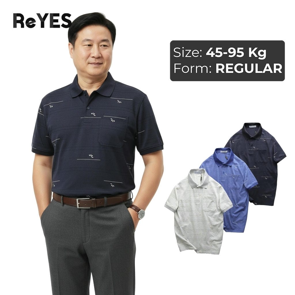 Áo polo nam trung niên cao cấp có túi vải cotton muối mềm mát form rộng quà tặng bố ReYES RCP001, có big size