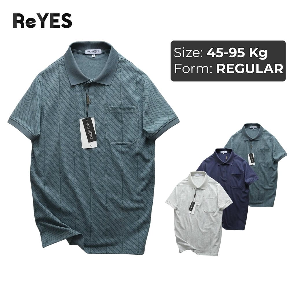Áo polo nam trung niên cao cấp cotton muối có túi, áo thun cho bố form rộng thoáng mát ReYES RCP007 có big size