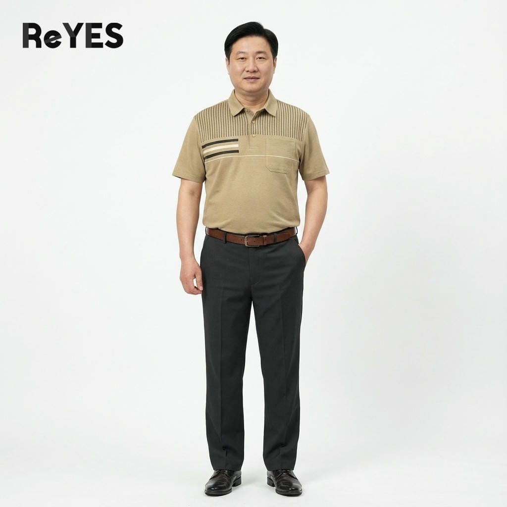Alternative view of Áo polo nam trung niên cao cấp cotton muối có túi – mát, lịch sự, che bụng, big size ReYES RCP003