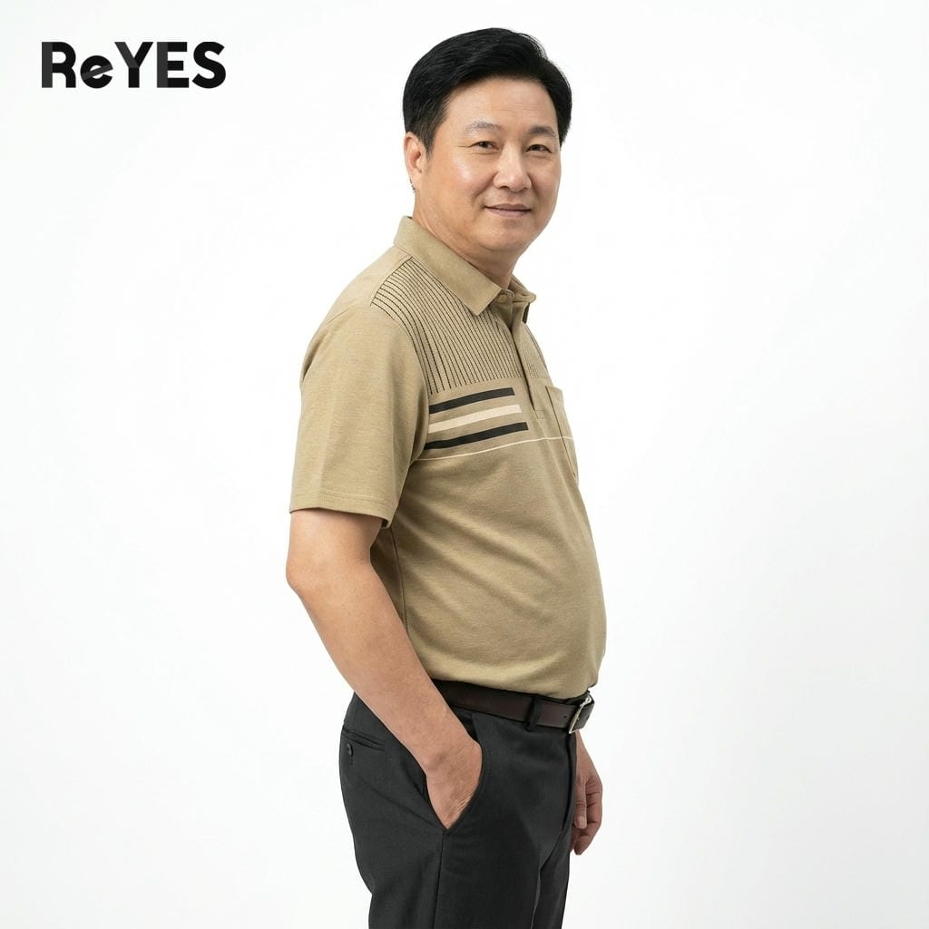 Áo polo nam trung niên cao cấp cotton muối có túi – mát, lịch sự, che bụng, big size ReYES RCP003 - Ảnh 3