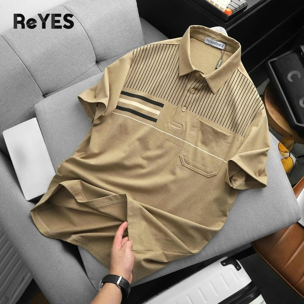 Áo polo nam trung niên cao cấp cotton muối có túi – mát, lịch sự, che bụng, big size ReYES RCP003 - Ảnh 8