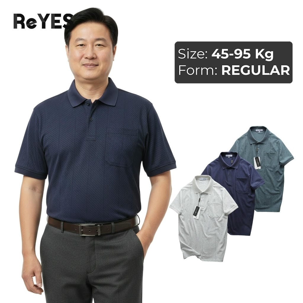 Áo polo nam trung niên cao cấp cotton muối, có túi ngực, form regular lịch sự cho bố ReYES RCP007 có big size
