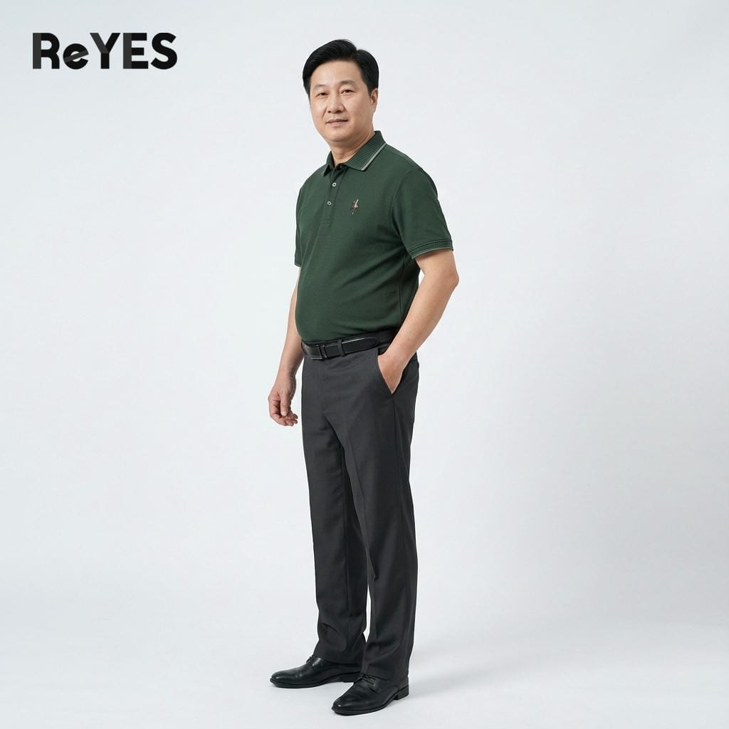 Alternative view of Áo polo nam trung niên cao cấp Polo ReYES RSP013 vải cá sấu thoáng mát, form regular tôn dáng