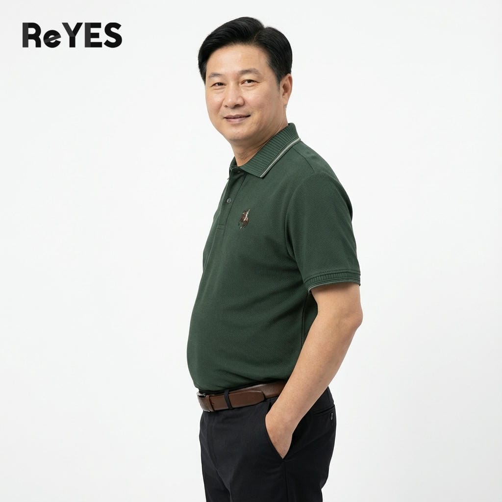 Áo polo nam trung niên cao cấp Polo ReYES RSP013 vải cá sấu thoáng mát, form regular tôn dáng - Ảnh 3