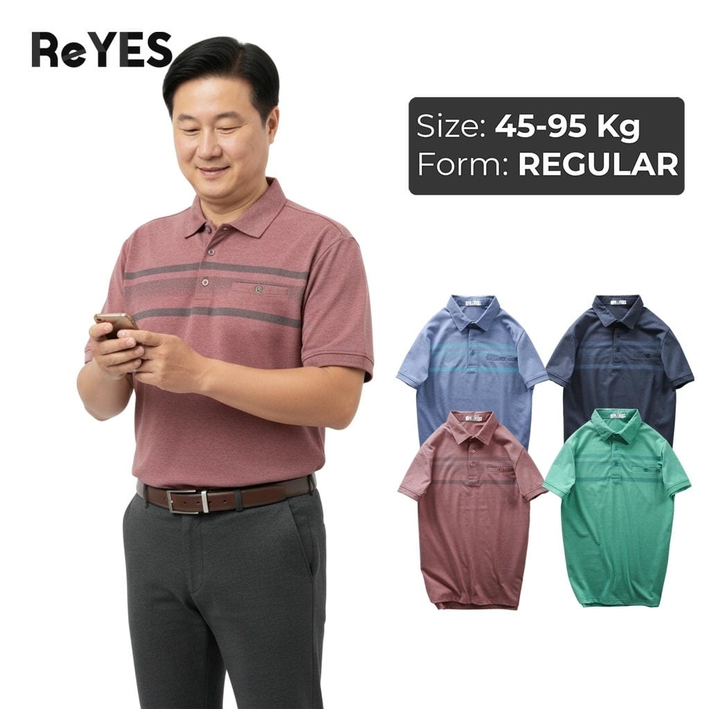 Áo polo nam trung niên cao cấp ReYES RCP009 – áo thun nam trung niên có cổ, cotton muối, có big size