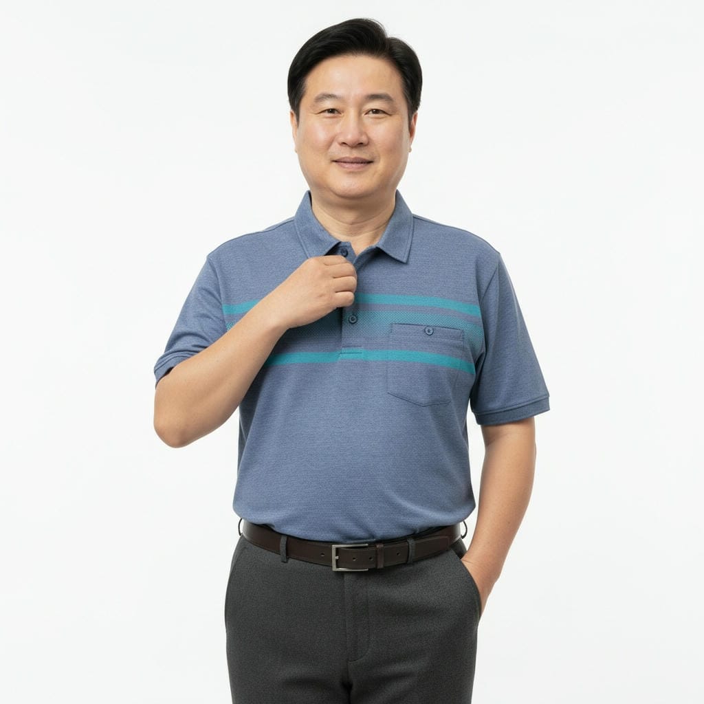 Áo polo nam trung niên cao cấp ReYES RCP009 – áo thun nam trung niên có cổ, cotton muối, có big size - Ảnh 5