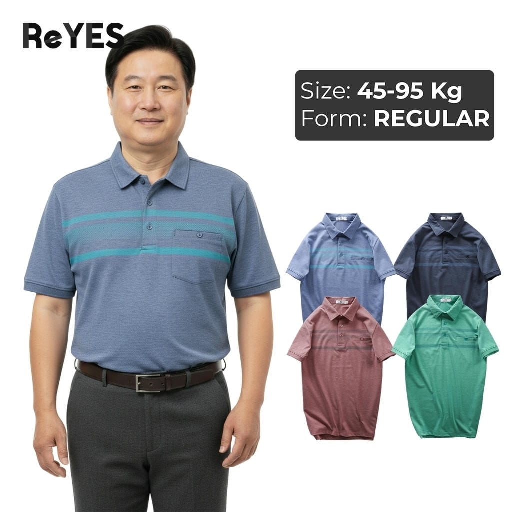 Áo polo nam trung niên cao cấp ReYES RCP009 có túi vải Cotton muối thoáng mát form rộng giấu bụng cho bố, có big size