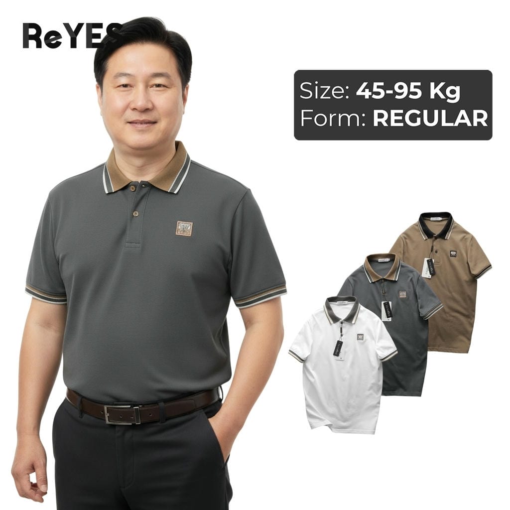Áo polo nam trung niên cao cấp ReYES RSP050 chất cotton 100% form rộng thoáng mát lịch sự tặng bố