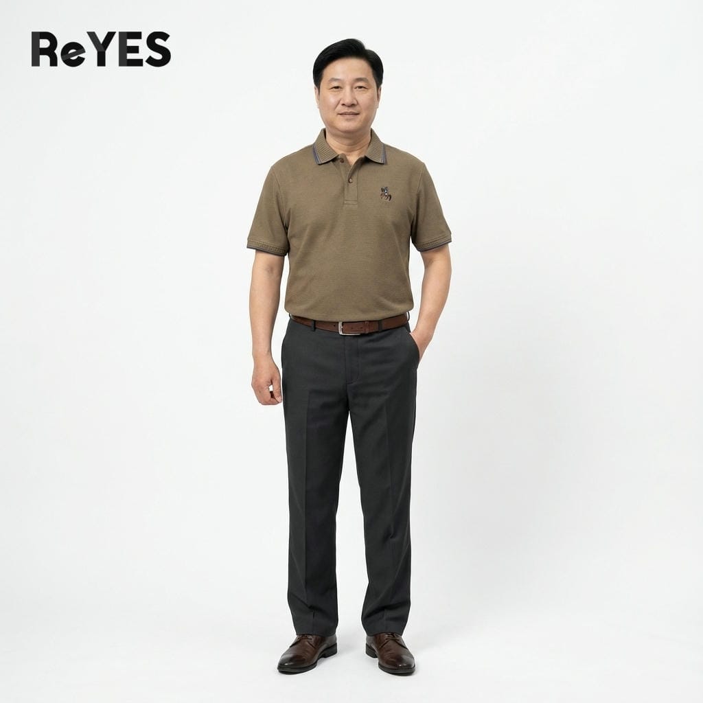 Alternative view of Áo polo nam trung niên cao cấp vải cá sấu vảy cá form rộng thoáng mát sang trọng tặng bố ReYES RSP013