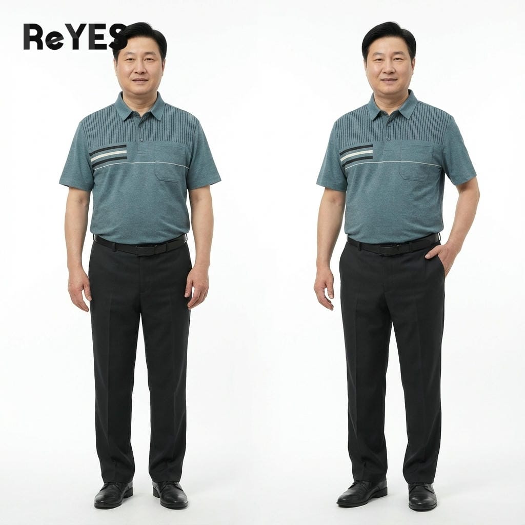 Alternative view of Áo Polo Nam Trung Niên Cao Cấp Vải Cotton Muối Có Túi, Áo Thun Có Cổ Cho Người Lớn Tuổi Mặc Mát Lịch Sự ReYES RCP003