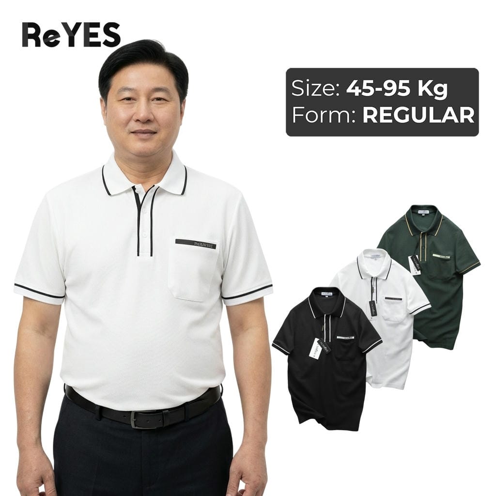 Áo polo nam trung niên có túi chất cá sấu vảy cá mát, big size cho bố ReYES RSP010, màu trắng, đen, xanh rêu
