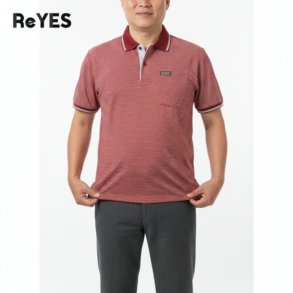 Áo polo nam trung niên có túi, Cotton cao cấp, form vừa, cho bố lớn tuổi ReYES RCP004, màu xanh, xám, đỏ - Ảnh 6
