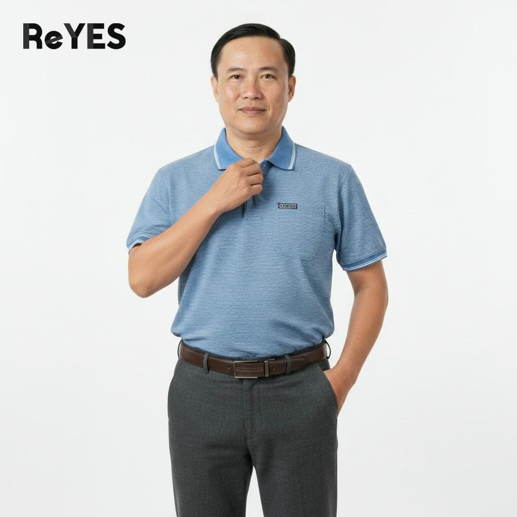 Áo polo nam trung niên có túi, Cotton cao cấp, form vừa, cho bố lớn tuổi ReYES RCP004, màu xanh, xám, đỏ - Ảnh 7