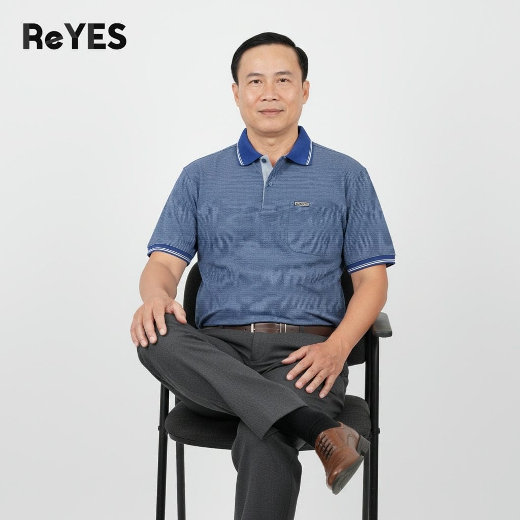 Áo polo nam trung niên có túi, Cotton cao cấp, form vừa, cho bố lớn tuổi ReYES RCP004, màu xanh, xám, đỏ - Ảnh 9