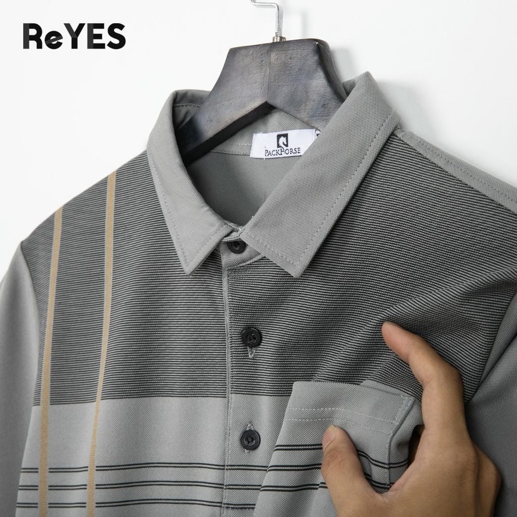 Áo polo nam trung niên có túi kẻ sọc cao cấp – áo phông nam trung niên mát, Polo ReYES RSP087, có big size - Ảnh 4