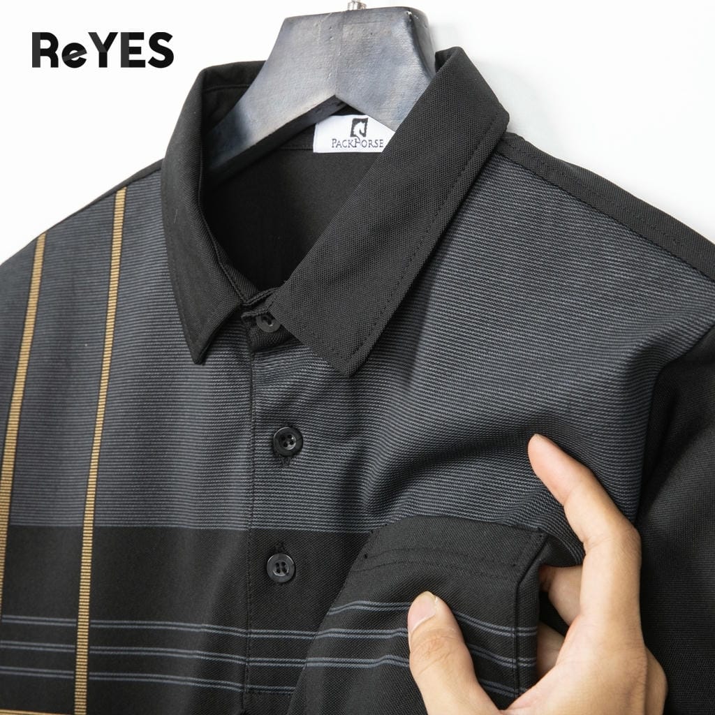 Áo polo nam trung niên có túi kẻ sọc cao cấp – áo phông nam trung niên mát, Polo ReYES RSP087, có big size - Ảnh 6