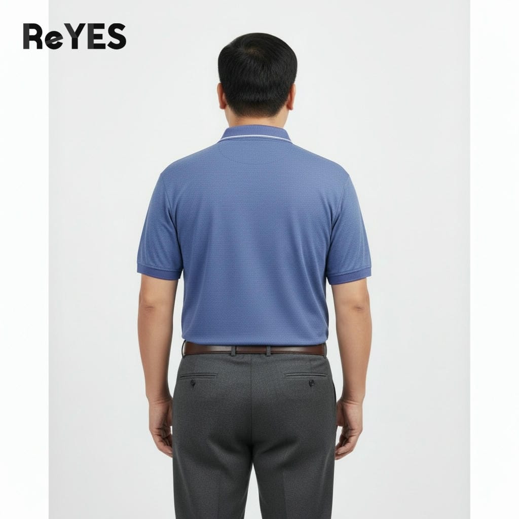 Áo polo nam trung niên có túi kẻ sọc ngang, áo thun có cổ cho nam, áo polo nam ngắn tay ReYES RCP006, có big size - Ảnh 3
