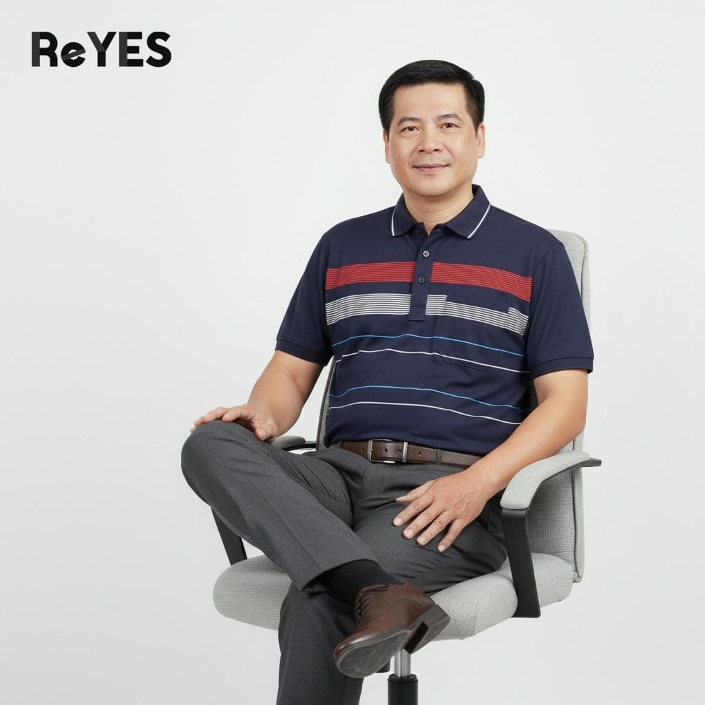 Áo polo nam trung niên có túi kẻ sọc ngang, áo thun có cổ cho nam, áo polo nam ngắn tay ReYES RCP006, có big size - Ảnh 6