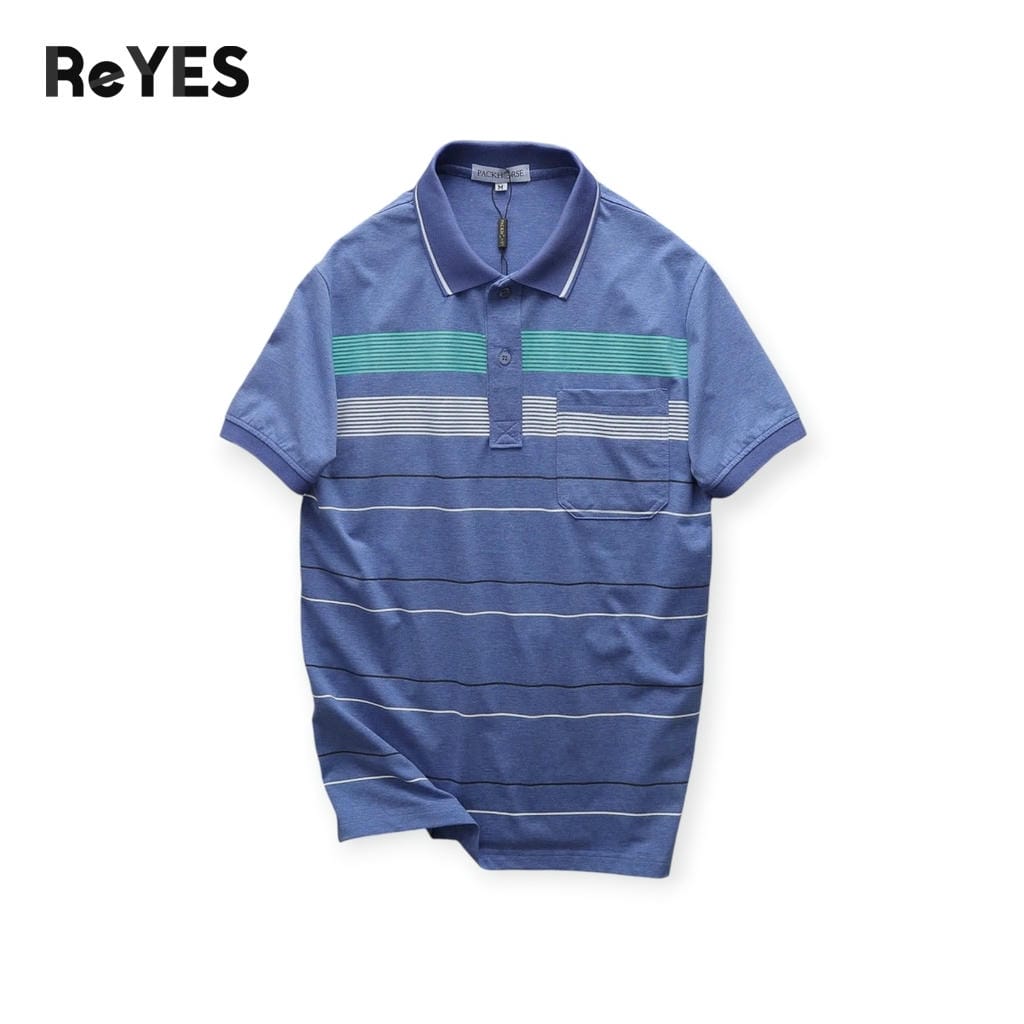 Áo polo nam trung niên có túi kẻ sọc ngang, áo thun có cổ cho nam, áo polo nam ngắn tay ReYES RCP006, có big size - Ảnh 9