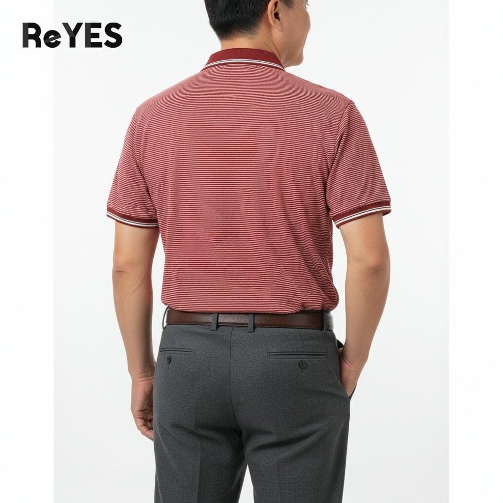 Áo polo nam trung niên có túi ngực sọc nhỏ cotton cao cấp tặng bố ReYES RCP004 - Ảnh 3
