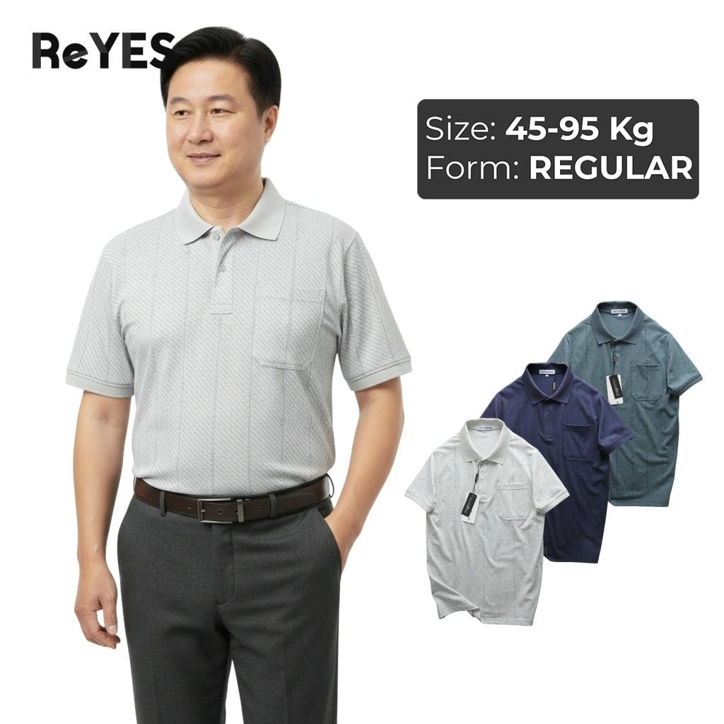 Áo polo nam trung niên có túi ngực tiện lợi, áo thun có cổ cho bố vải cotton muối cao cấp ReYES RCP007 có big size