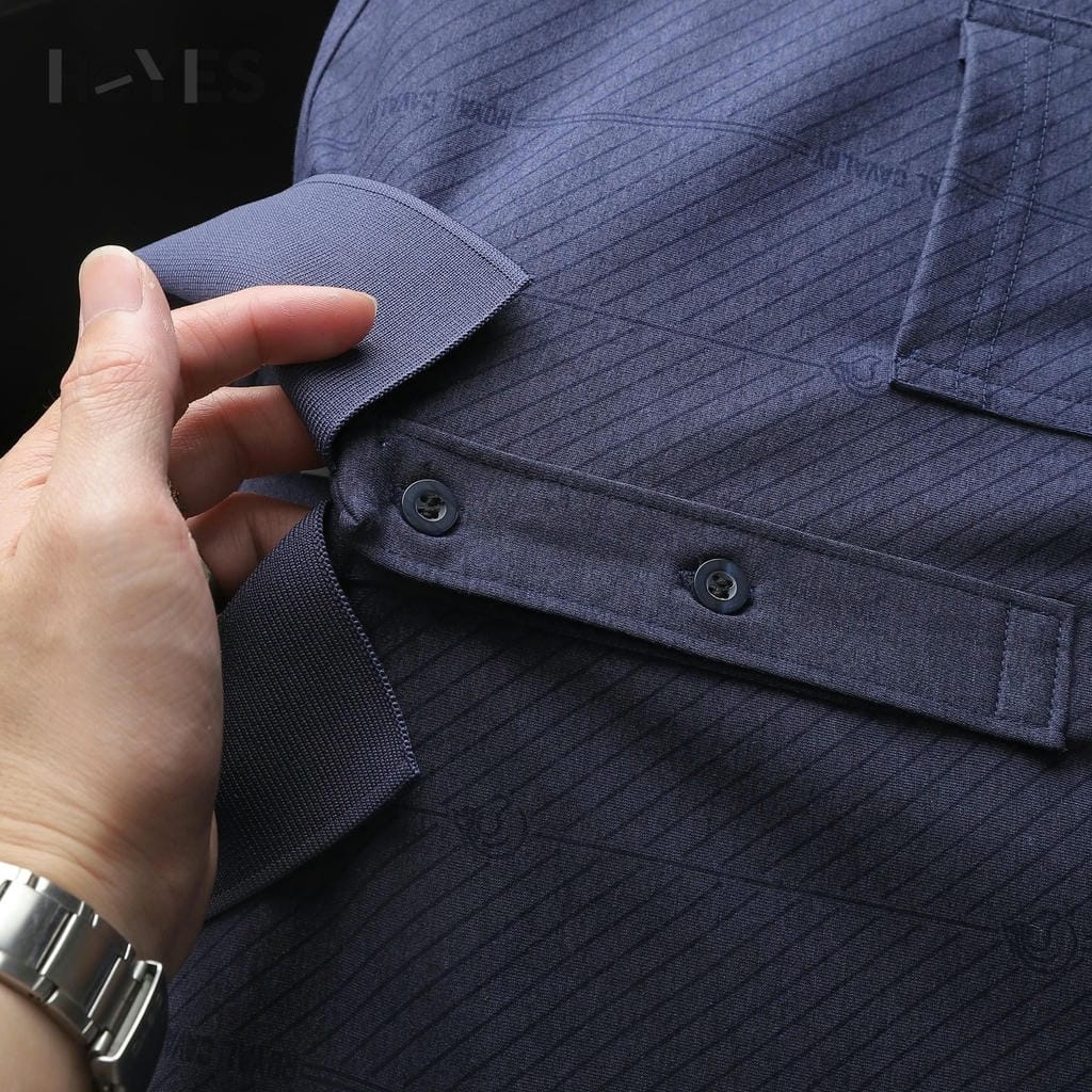 Áo polo nam trung niên có túi ngực tiện lợi, áo thun có cổ cho bố vải cotton muối cao cấp ReYES RCP007 có big size - Ảnh 3