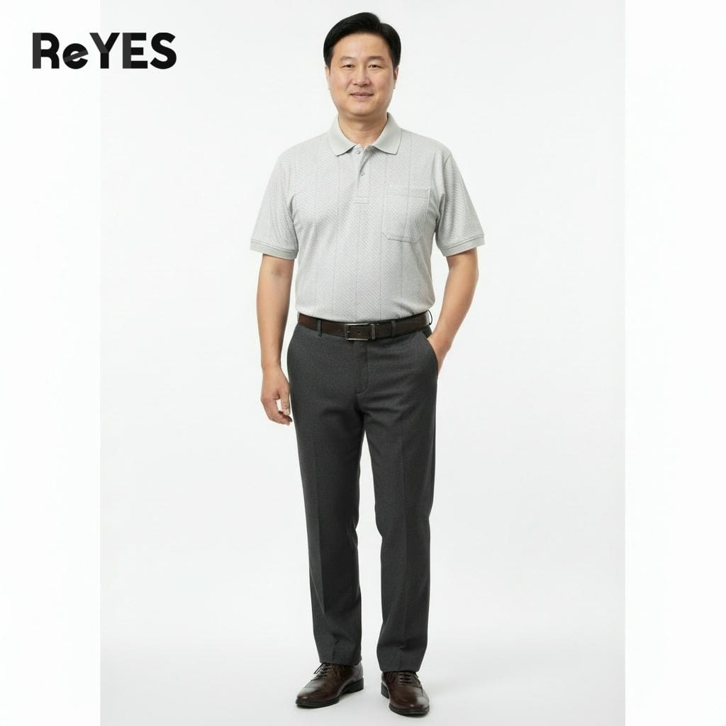 Áo polo nam trung niên có túi ngực tiện lợi, áo thun có cổ cho bố vải cotton muối cao cấp ReYES RCP007 có big size - Ảnh 4