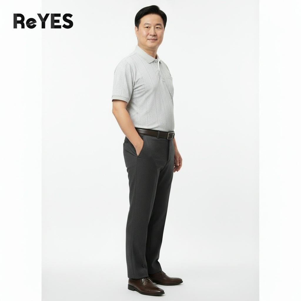 Áo polo nam trung niên có túi ngực tiện lợi, áo thun có cổ cho bố vải cotton muối cao cấp ReYES RCP007 có big size - Ảnh 5