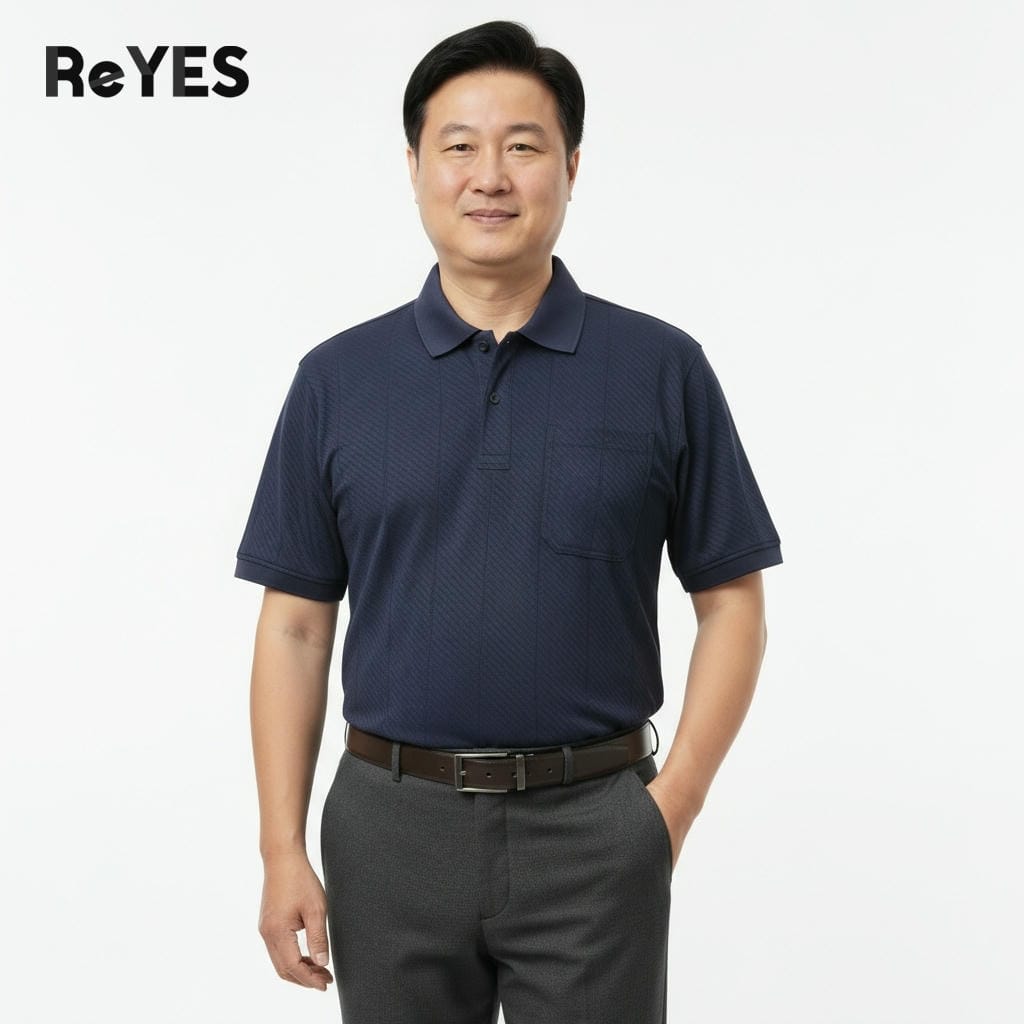 Áo polo nam trung niên có túi ngực tiện lợi, áo thun có cổ cho bố vải cotton muối cao cấp ReYES RCP007 có big size - Ảnh 7