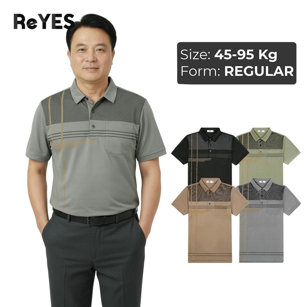 Áo polo nam trung niên có túi Polo ReYES RSP087 – kẻ sọc lịch sự, vải cá sấu thoáng mát, big size