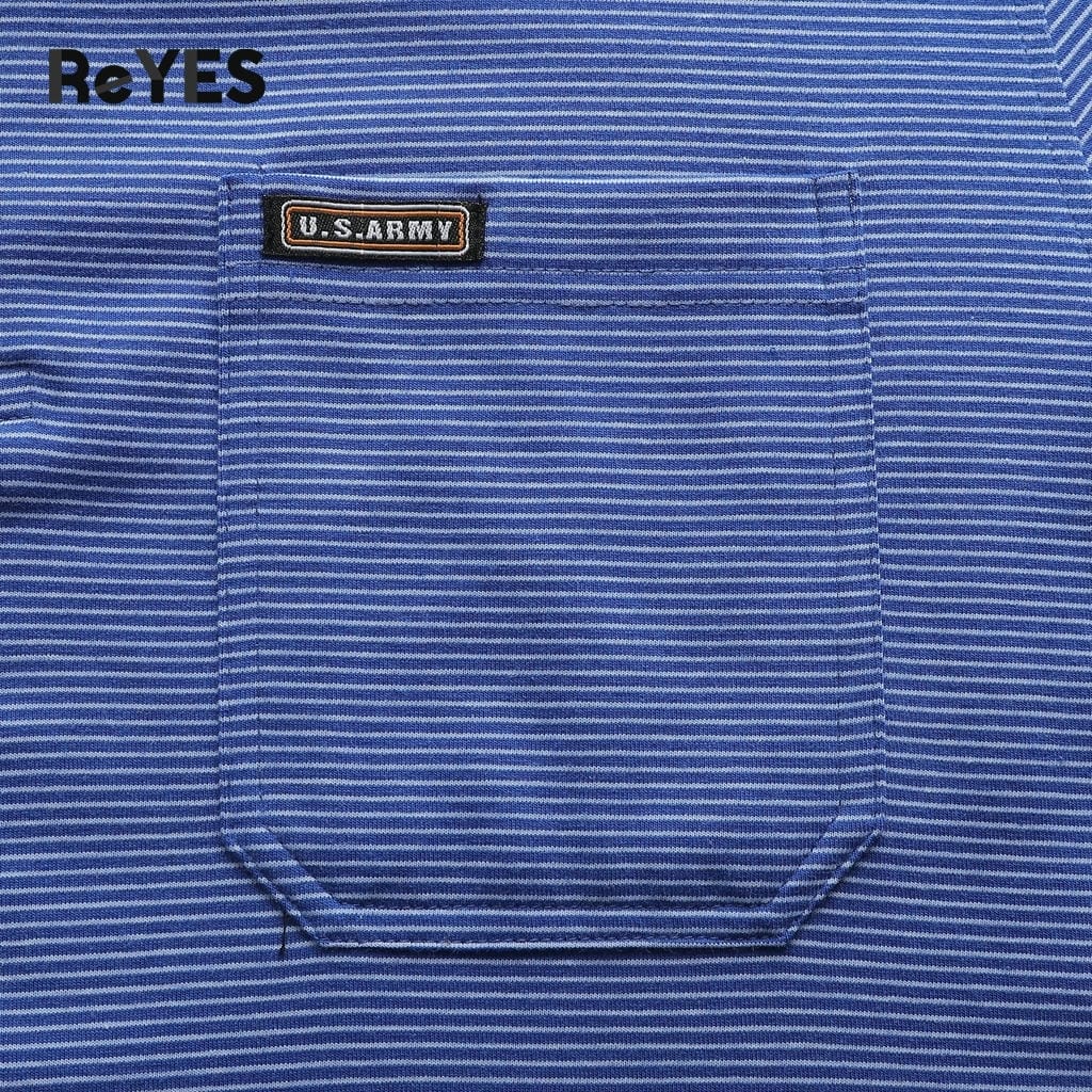 Áo polo nam trung niên có túi, sọc nhỏ vải cotton cao cấp form rộng cho bố ReYES RCP004 màu xanh, xám, đỏ - Ảnh 5