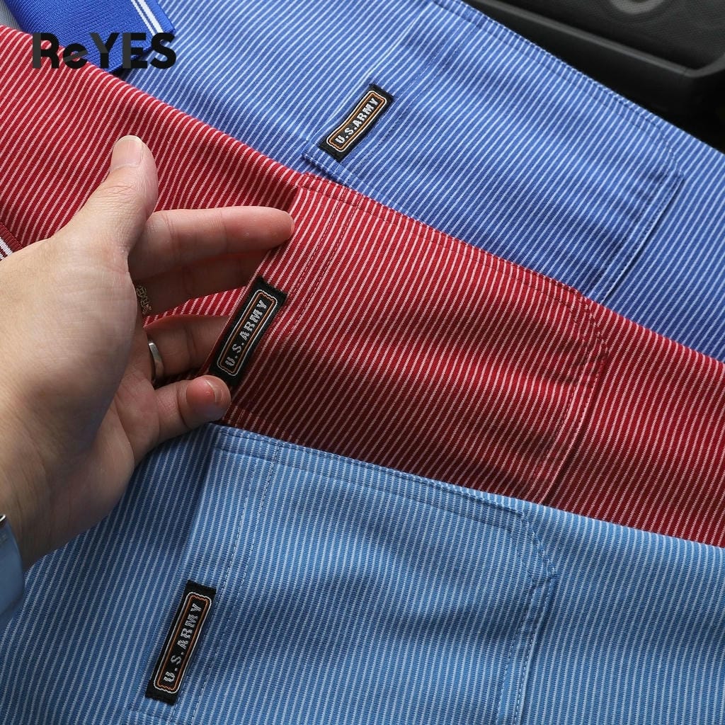 Áo polo nam trung niên có túi, sọc nhỏ vải cotton cao cấp form rộng cho bố ReYES RCP004 màu xanh, xám, đỏ - Ảnh 9