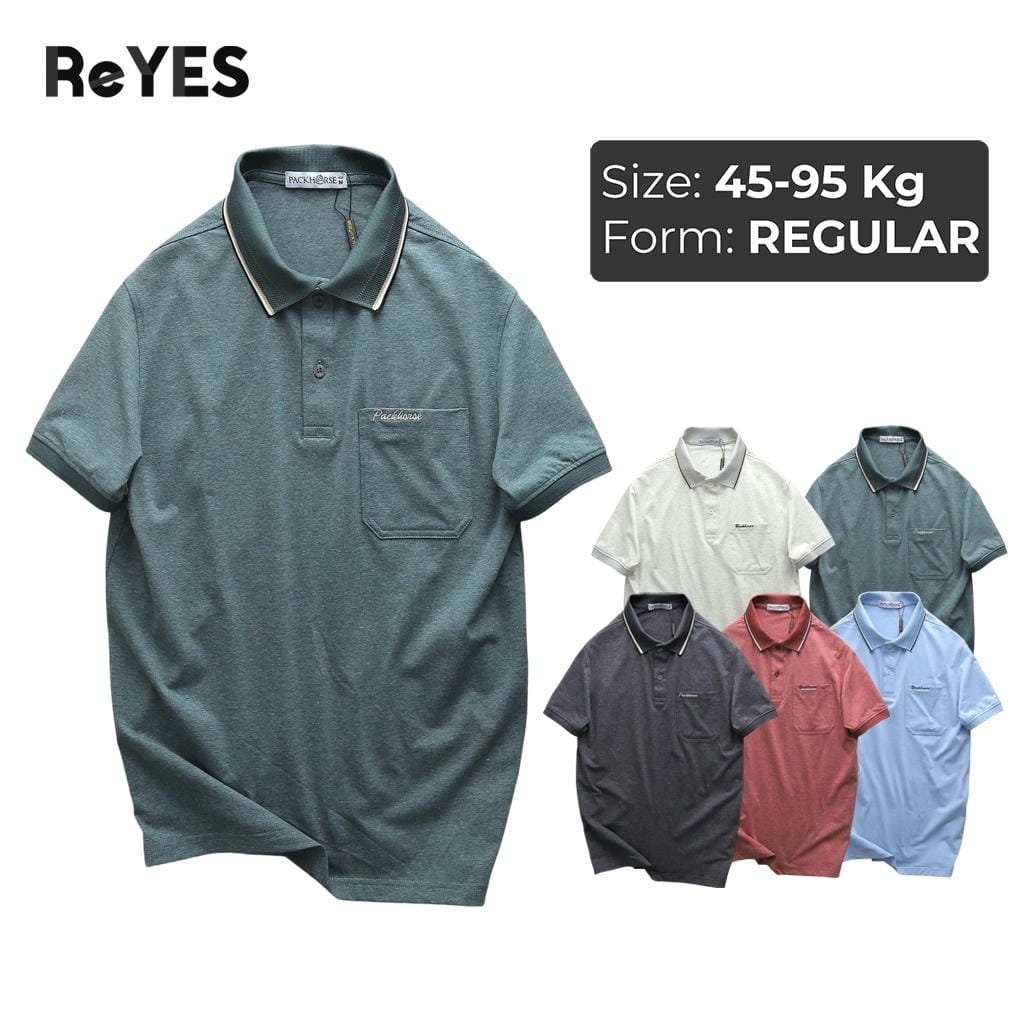 Áo polo nam trung niên có túi trơn cao cấp vải Cotton muối thoáng mát làm quà tặng bố ReYES RCP002, có big size