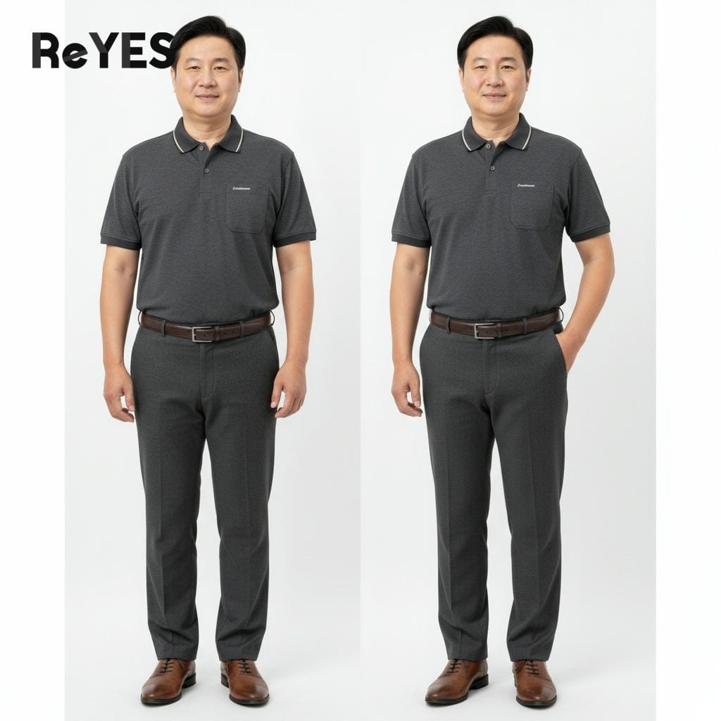 Alternative view of Áo polo nam trung niên có túi trơn cao cấp vải Cotton muối thoáng mát làm quà tặng bố ReYES RCP002, có big size