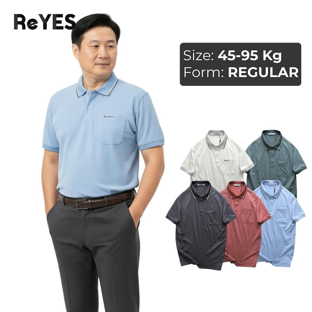 Áo polo nam trung niên có túi trơn cotton muối cao cấp, form đẹp cho bố ReYES RCP002, có big size