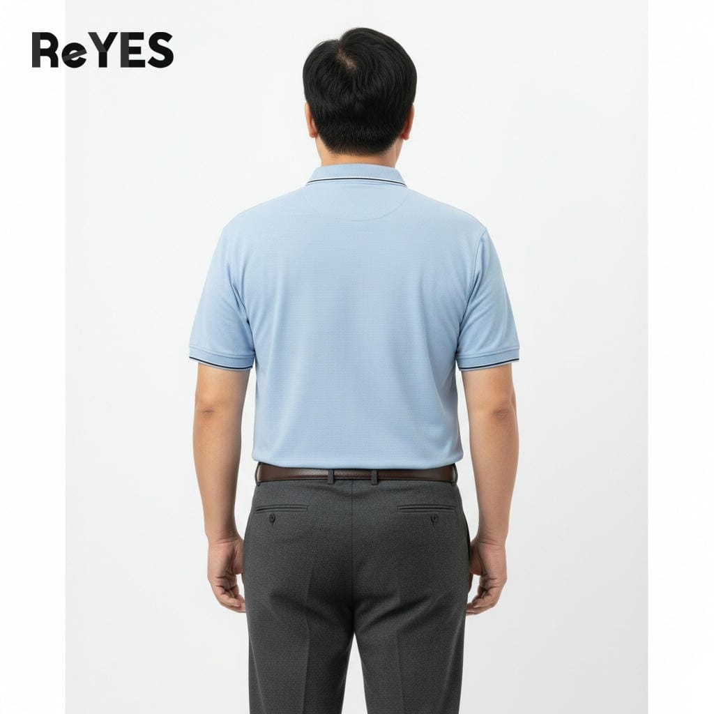 Áo polo nam trung niên có túi trơn cotton muối cao cấp, form đẹp cho bố ReYES RCP002, có big size - Ảnh 6