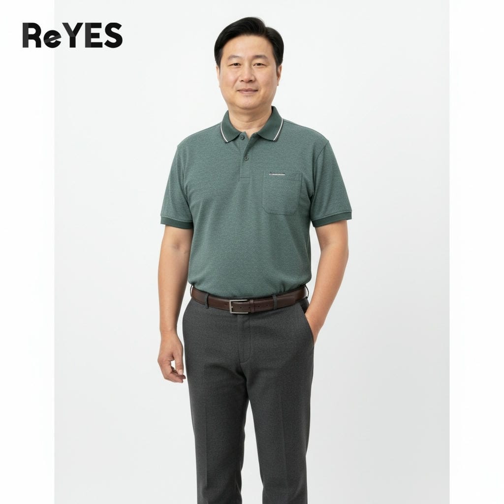 Áo polo nam trung niên có túi trơn cotton muối cao cấp, form đẹp cho bố ReYES RCP002, có big size - Ảnh 7