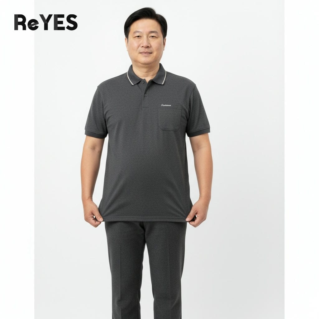 Áo polo nam trung niên có túi trơn cotton muối cao cấp, form đẹp cho bố ReYES RCP002, có big size - Ảnh 9
