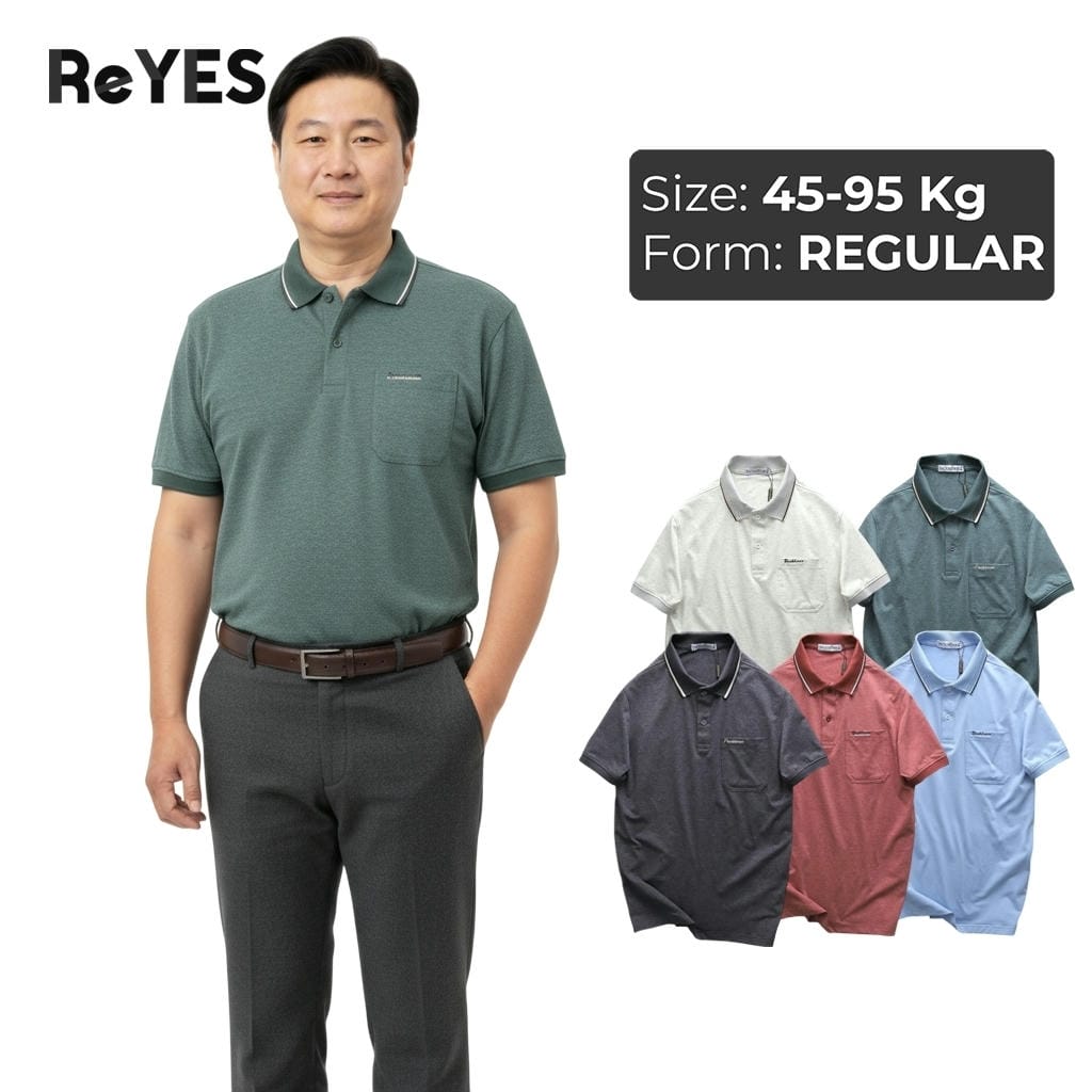 Áo polo nam trung niên có túi trơn cotton muối cao cấp, form regular cho bố ReYES RCP002, có big size
