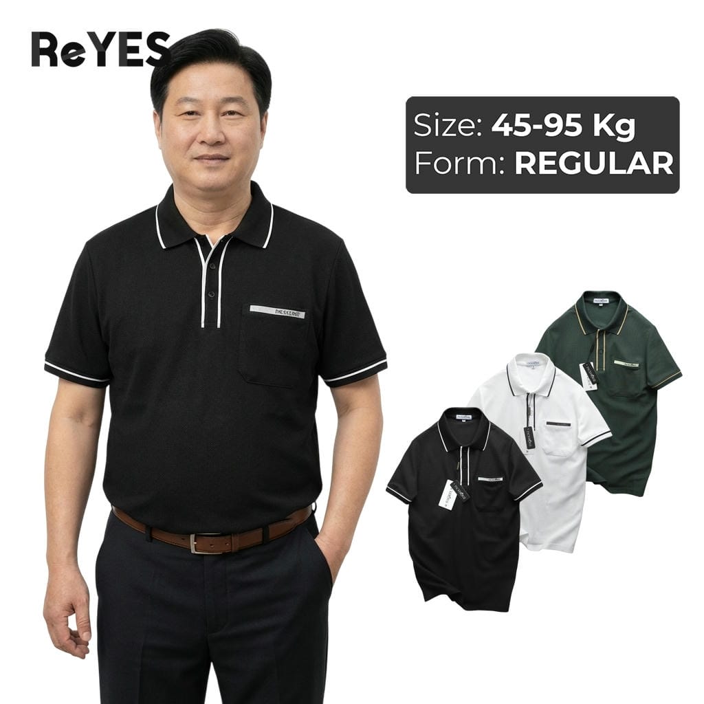 Áo polo nam trung niên có túi vải cá sấu cao cấp, áo thun cho bố mặc thoáng mát lịch sự ReYES RSP010, trắng, đen, rêu