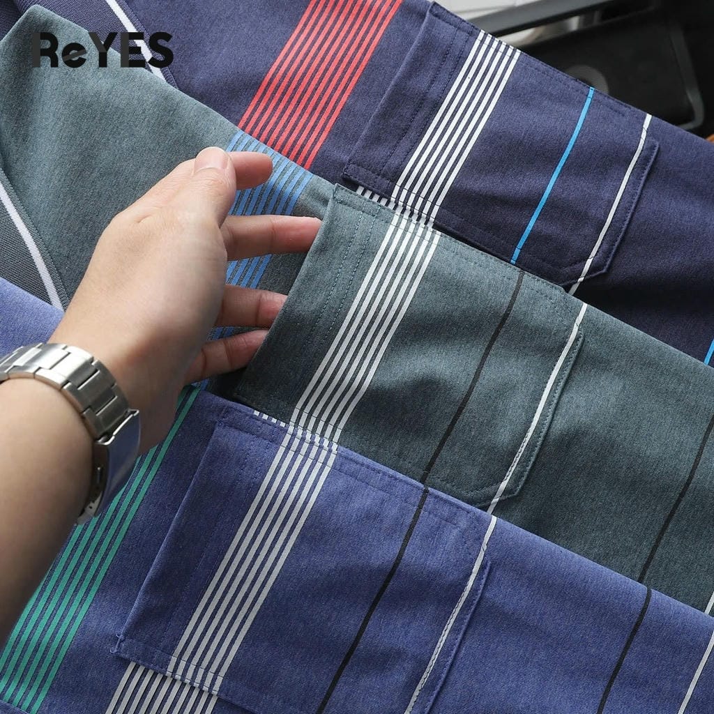 Áo polo nam trung niên có túi vải cotton muối cao cấp, áo thun cổ bẻ sọc ngang form rộng tặng bố ReYES RCP006 - Ảnh 7
