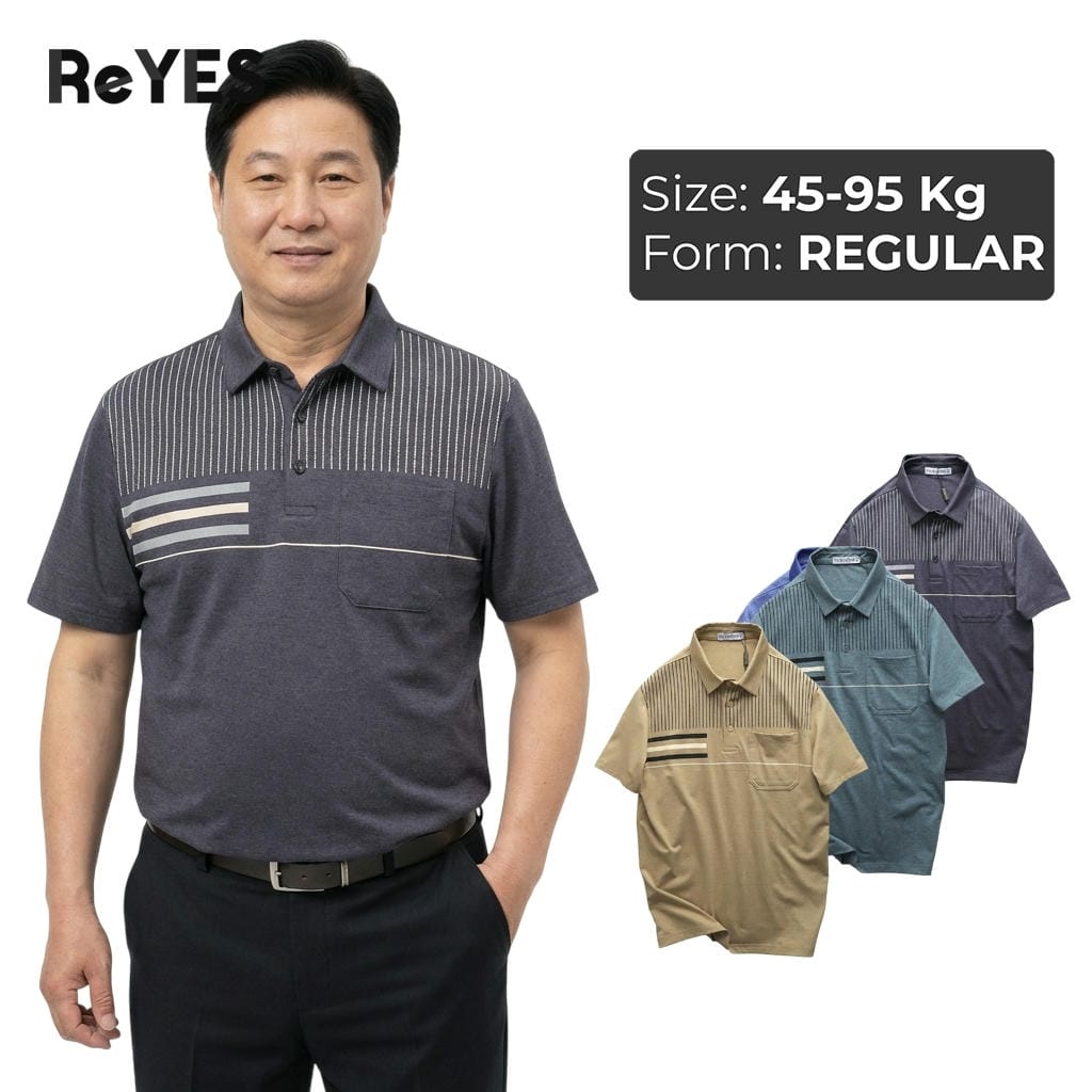 Áo polo nam trung niên cotton muối cao cấp có túi, form rộng mặc đi làm đi chơi ReYES RCP003