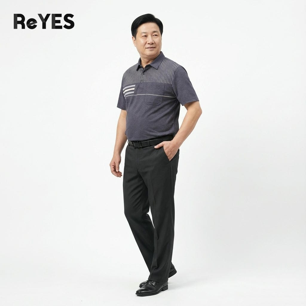 Alternative view of Áo polo nam trung niên cotton muối cao cấp có túi, form rộng mặc đi làm đi chơi ReYES RCP003