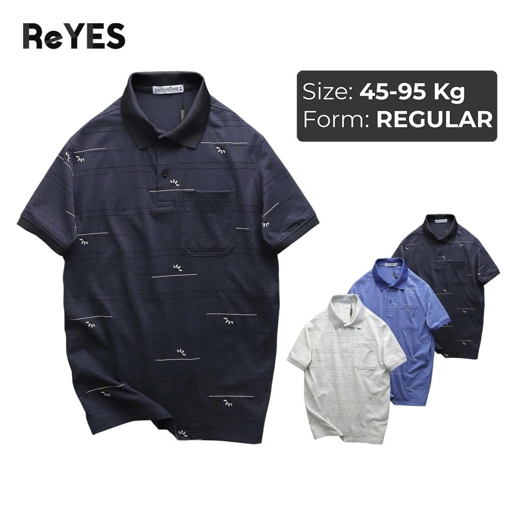 Áo polo nam trung niên cotton muối cao cấp có túi, form vừa cho bố ReYES RCP001, có size lớn, big size
