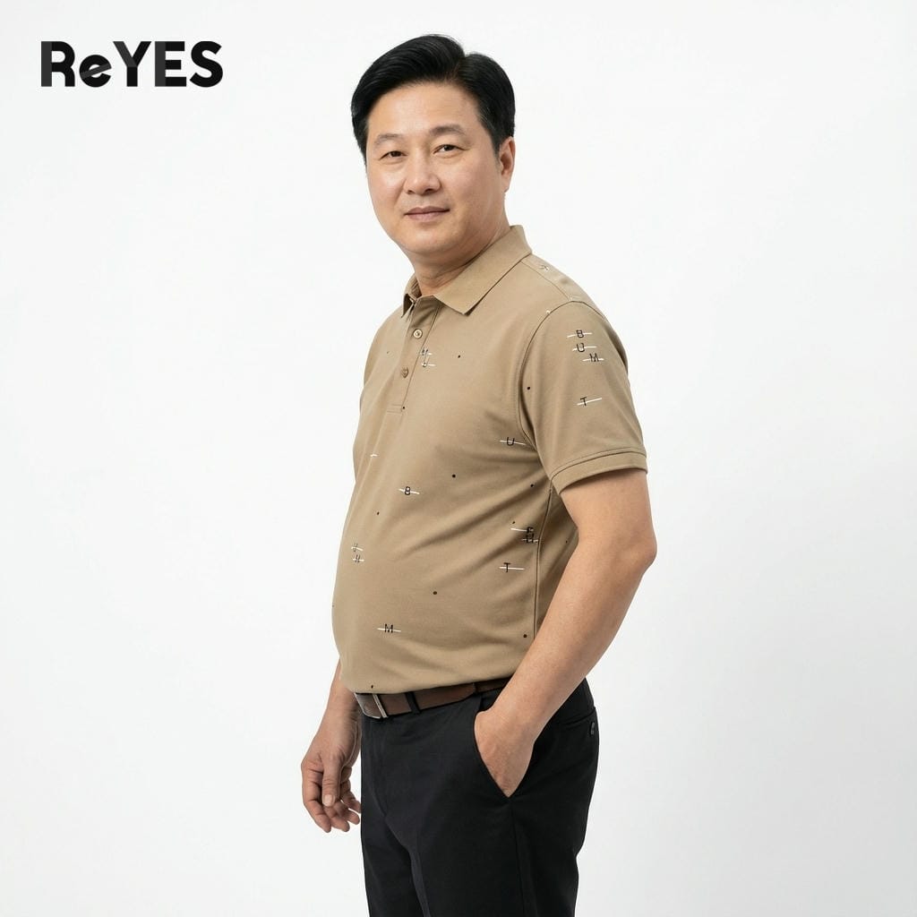 Alternative view of Áo Polo Nam Trung Niên ReYES RSP083 Cao Cấp, Thun Cá Sấu Lạnh Co Giãn 4 Chiều, Lịch Sự Cho Người Bụng To