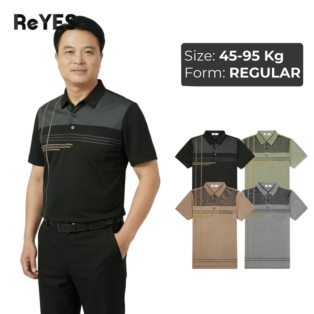 Áo polo nam trung niên ReYES RSP087 có túi, áo thun cho người lớn tuổi vải cá sấu lạnh co giãn 4 chiều chống nhăn