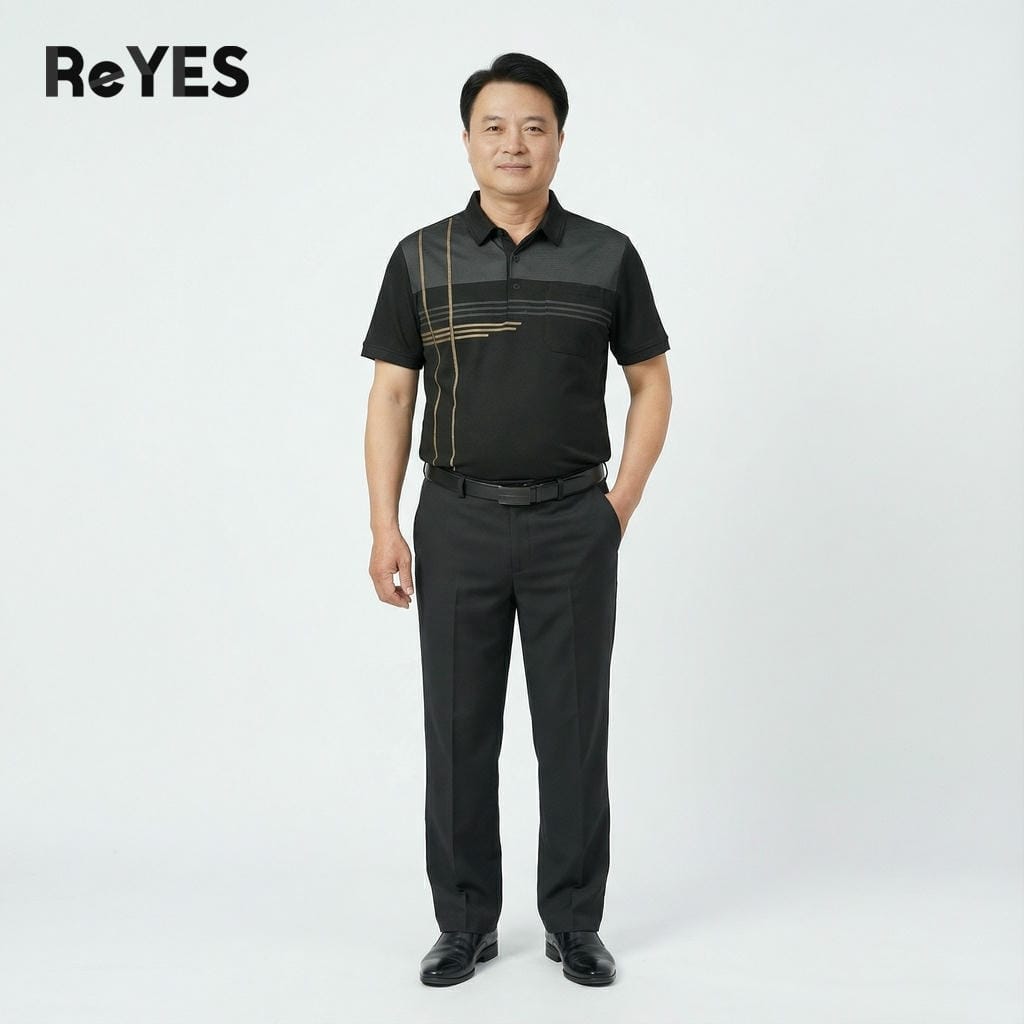 Alternative view of Áo polo nam trung niên ReYES RSP087 có túi, áo thun cho người lớn tuổi vải cá sấu lạnh co giãn 4 chiều chống nhăn