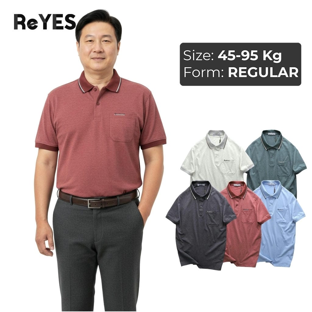 Áo polo nam trung niên trơn cao cấp chất cotton muối có túi, áo thun cho bố lịch lãm ReYES RCP002, có big size